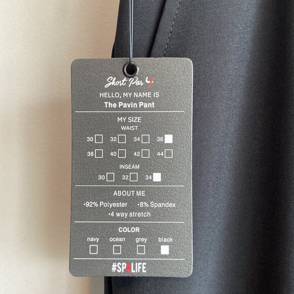 Short Par 4 The Pavin Golf Pant Black 36x34 - Picture 3 of 10